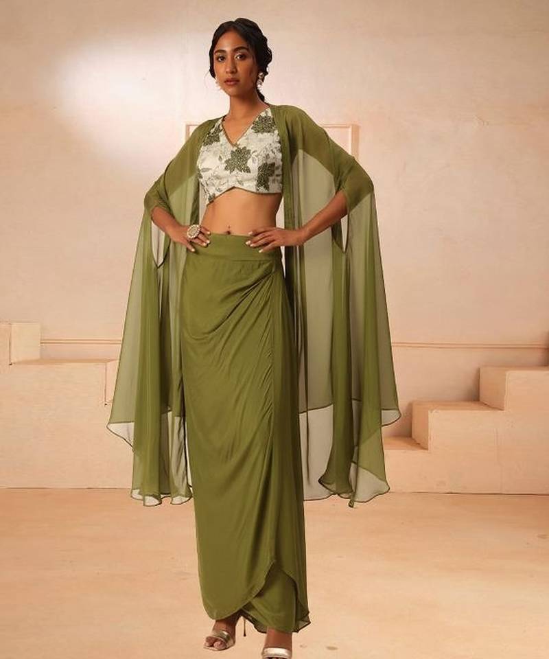 Olive printed tissue co ord set