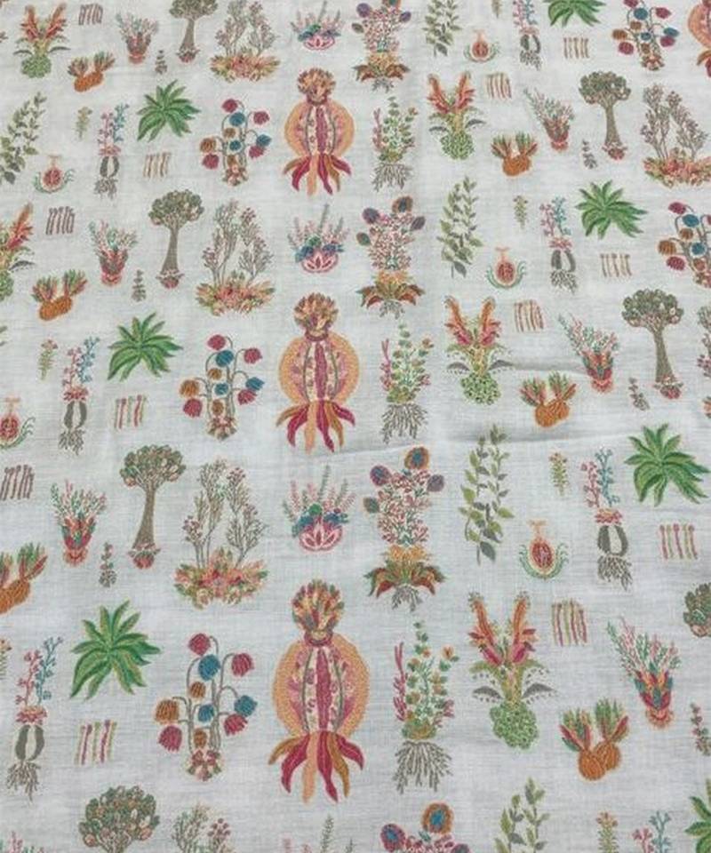 Ivory printed silk kurta set