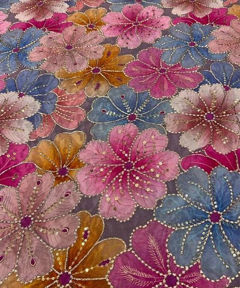 Multicolor printed crepe anarkali set