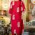 Red trendy ready-made rayon kurti set with printed chanderi cotton dupatta