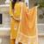 Yellow trendy ready-made rayon kurti set with printed chanderi cotton dupatta