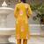 Yellow trendy ready-made rayon kurti set with printed chanderi cotton dupatta