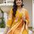 Yellow trendy ready-made rayon kurti set with printed chanderi cotton dupatta