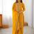Yellow ready-to-wear faux georgette top & plazzo set with sequins work dupatta