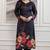 Black elegant a-line soft aasam kurti set with floral print & digital printed dupatta