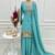 Sky blue designer crunchy silk kurta sharara set with embroidery & lace dupatta – ready-made party wear