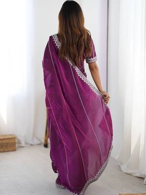 wine jmc art silk blend embroidered saree with sequin work blouse  party & festive wear 2