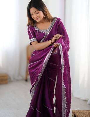 wine jmc art silk blend embroidered saree with sequin work blouse  party & festive wear 3