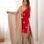 Red elegant chinon silk kurta sharara set with sequins & pearl work – ready-made party wear