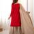 Red elegant chinon silk kurta sharara set with sequins & pearl work – ready-made party wear