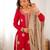 Red elegant chinon silk kurta sharara set with sequins & pearl work – ready-made party wear