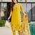 Yellow embroidered beads viscose gadhwal kurta set with dupatta
