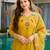 Yellow embroidered beads viscose gadhwal kurta set with dupatta