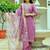 Purple embroidered beads viscose chanderi silk kurta set with dupatta