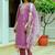 Purple embroidered beads viscose chanderi silk kurta set with dupatta
