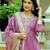 Purple embroidered beads viscose chanderi silk kurta set with dupatta
