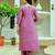 Purple embroidered beads viscose chanderi silk kurta set with dupatta