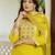 Yellow embroidered viscose shimmer kurta set with dupatta
