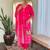 Pink printed french crepe kurta set with dupatta