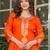 Orange embroidered viscose chanderi kurta set with dupatta