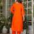 Orange embroidered viscose chanderi kurta set with dupatta