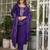 Purple embroidered viscose chanderi kurta set with dupatta