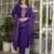 Purple embroidered viscose chanderi kurta set with dupatta