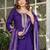 Purple embroidered viscose chanderi kurta set with dupatta
