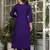 Purple embroidered viscose chanderi kurta set with dupatta