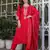 Red embroidered viscose chanderi kurta set with dupatta