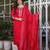 Red embroidered viscose chanderi kurta set with dupatta