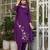 Purple embroidered viscose rayon kurta set with dupatta