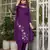 Purple embroidered viscose rayon kurta set with dupatta