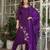 Purple embroidered viscose rayon kurta set with dupatta