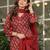 Maroon floral printed cotton kurta set with dupatta
