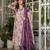 Purple floral printed cotton kurta set with dupatta