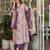 Purple floral printed cotton kurta set with dupatta
