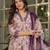Purple floral printed cotton kurta set with dupatta