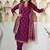 Wine embroidered viscose chanderi kurta set with dupatta