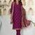 Wine embroidered viscose chanderi kurta set with dupatta