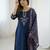Navy blue embroidered chanderi silk kurta set with dupatta