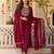 Maroon embroidered rayon kurta set with dupatta