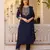 Navy blue embroidered rayon kurta set with dupatta