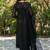 Black sequins embroidered faux georgette kurta set with dupatta
