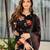 Black floral printed silk blend kurta set with dupatta