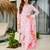 Pink floral printed silk blend kurta set with dupatta