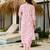 Pink floral printed silk blend kurta set with dupatta