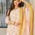 Light yellow floral printed silk blend kurta set with dupatta