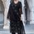 Black embroidered faux blooming georgette kurta set with dupatta