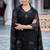 Black embroidered faux blooming georgette kurta set with dupatta